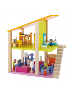 Кукольный дом 2 этажа деревянный набор с гостиной - kklab 82630