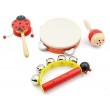 Набір дитячих музичних інструментів: бубен, дамару, маракас і дзвіночки на ручці (MD 2353)