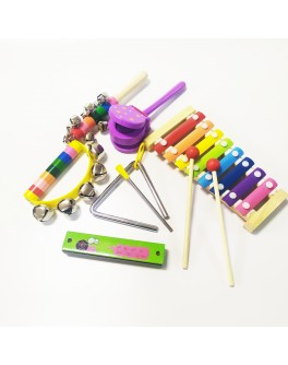 Набір дитячих музичних інструментів №1: ксилофон, бубенці, тріангл, гармошка, кастаньєти (11101)