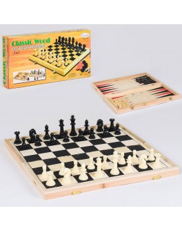Шахи дерев'яні 3 в 1: шашки, шахи, нарди (С 36816)