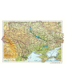 Карта України фізична М1:2 350 000, 65х45 см (картон)