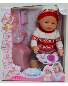 Функциональный пупс Baby Born 8006 М в вязаном свитере и шапочке красно-белого цвета - mlt 8006-EFML