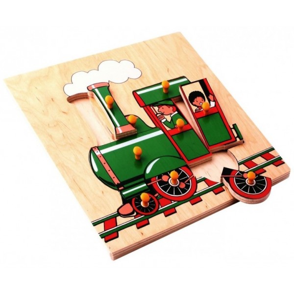 Рамка-вкладиш Монтессорі з дерева Потяг Паровоз Lam Toys - lam 1012