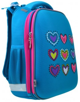 Рюкзак шкільний каркасний YES H-12-1 Hearts turquoise, 38х29х15 - poz 554490