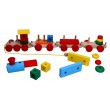 Дерев'яна іграшка Потяг і 3 вагони, Komarovtoys (пасажир., плитовіз, 2 пірамідки) - kom 201