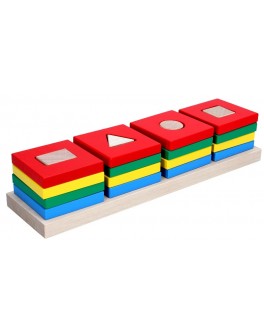 Деревянная игрушка пирамидка Цветной квартет, Komarovtoys - kom 344