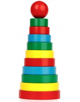 Дерев'яна іграшка Пірамідка 11 елементів Кільцева, Komarovtoys