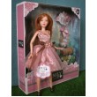 Лялька шарнірна Emily шатенка в рожевій сукні з тваринкою та аксесуарами 30 см (QJ 087 D)