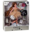 Лялька шарнірна Emily шатенка в бежевій сукні з тваринкою та аксесуарами 30 см (QJ 090 D)