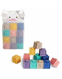 Текстурні кубики-конструктор Фігури, цифри, тварини 12 шт (1004)