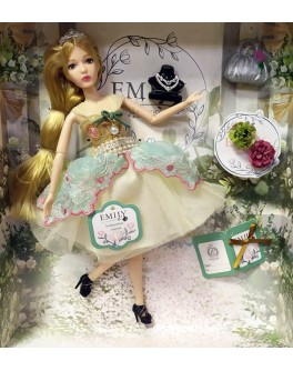Лялька шарнірна Emily блондинка в бірюзовому платті з аксесуарами 30 см (QJ 088 A)