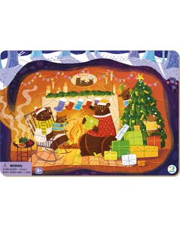 Пазли картонні DoDo з рамкою Різдвяна казка ведмежат 53 ел. (300265)