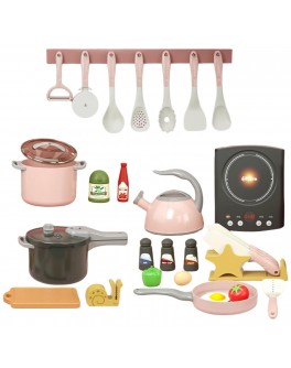 Дитячий набір посуду з плитою на батарейках, 31 предмет, звук, підсвічування (219-3 XB)