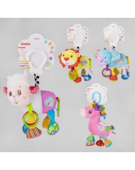 Брязкальце-підвіска м'яка Bimbo з пищалкою, з шелестящими елементами, з прорізувачем, з вібрацією (ВМ-60998)