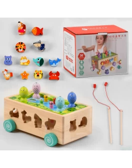 Дерев'яна гра Сортер на коліщатках з магнітною рибалкою (C 45220)