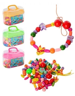 Дерев'яна іграшка шнурівка Буси в скриньці (MD 2200)