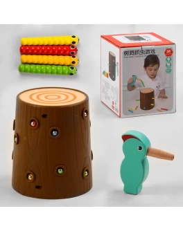 Розвиваюча магнітна гра Погодуй пташку 15 гусениц