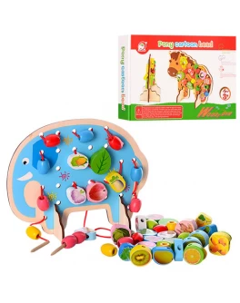 Дерев'яна шнурівка Слоненя збирає урожай (С 39320)  