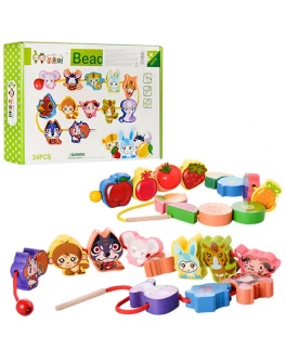 Деревянная шнуровка Животные-цифры, 24 дет. (MD 0925) - mpl MD 0925