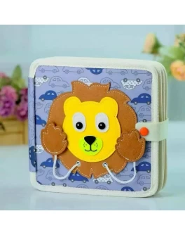 М'яка книжка фетрова бізібук Монтессорі Левеня, пальчикові ігри, сортер, елементи на липучках