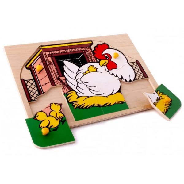 Рамка-вкладиш Монтессорі з дерева Курочка Lam Toys - lam 1409