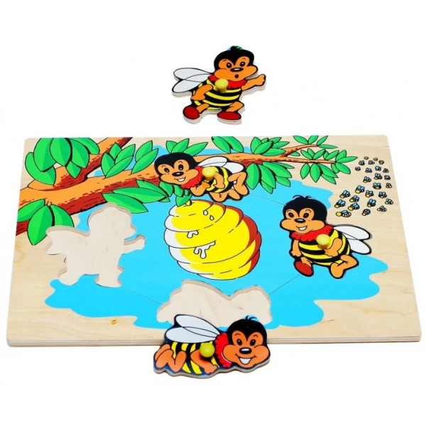 Рамка-вкладиш Монтессорі з дерева Бджоли Lam Toys - lam 1402