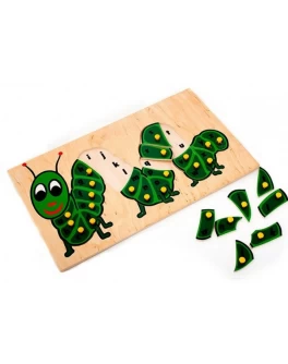 Рамка-вкладыш Монтессори из дерева Гусеница Англ. Lam Toys - lam 5012