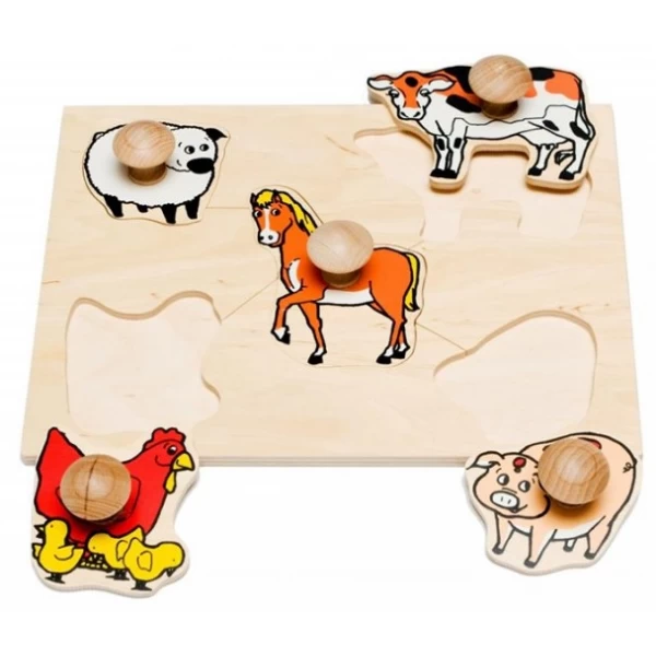 Рамка-вкладыш Монтессори из дерева Домашние животные Lam Toys - lam 18994