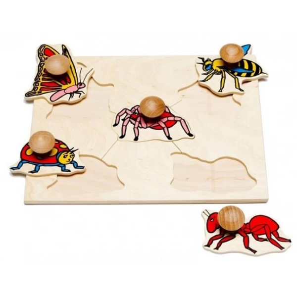 Рамка-вкладиш Монтессорі з дерева Комахи Lam Toys - lam 40868