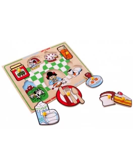 Рамка-вкладыш Монтессори из дерева Завтрак Lam Toys - lam 1423