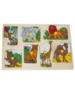 Рамка-вкладиш Монтессорі з дерева Екзотичні тварини Lam Toys - lam 1434