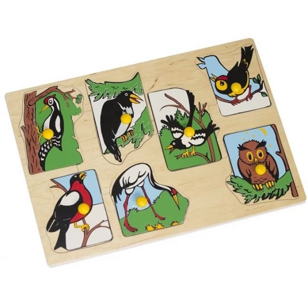 Рамка-вкладиш Монтессорі з дерева Птахи наших лісів Lam Toys - lam 1437