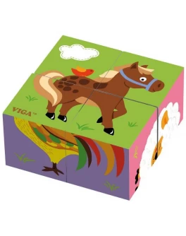Пазл-кубики з дерева Viga Toys Ферма (50835) - afk 50835