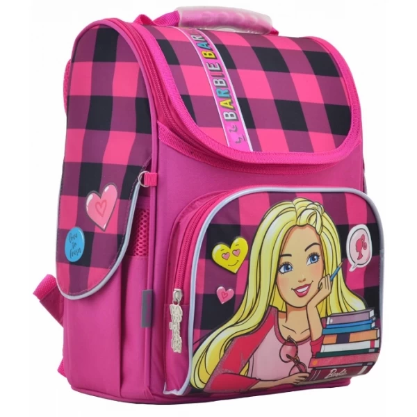 Рюкзак шкільний каркасний 1 Вересня H-11 Barbie red, 33.5х26х13.5 - poz 555156