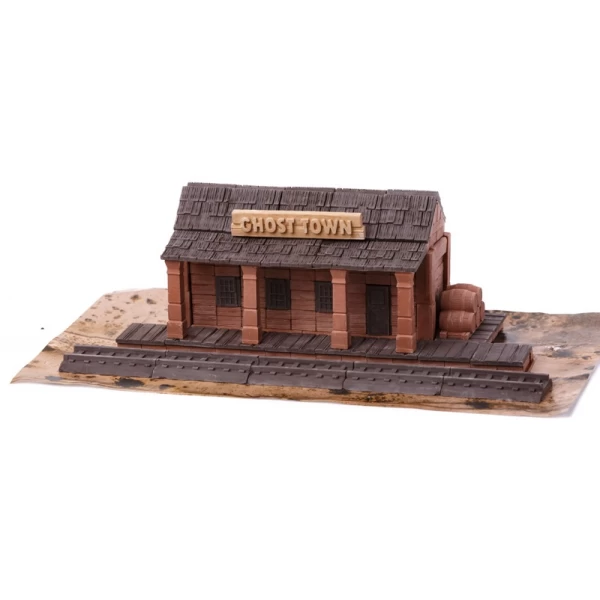 Конструктор з керамічних цеглинок Залізнична станція. Дикий Захід, 320 деталей - esk 70538