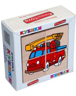 Дерев'яні кубики. Склади малюнок Транспорт, Komarovtoys - kom 610