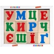Дерев'яні кубики Українська абетка 12 шт, KomarovToys