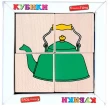Деревянные кубики. Сложи рисунок Посуда, Komarovtoys - kom 605
