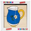 Деревянные кубики. Сложи рисунок Посуда, Komarovtoys - kom 605