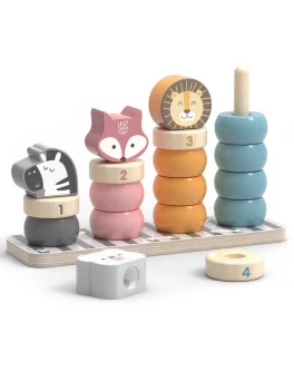 Дерев'яний сортер-пірамідка Viga Toys PolarB Звірята (44022)