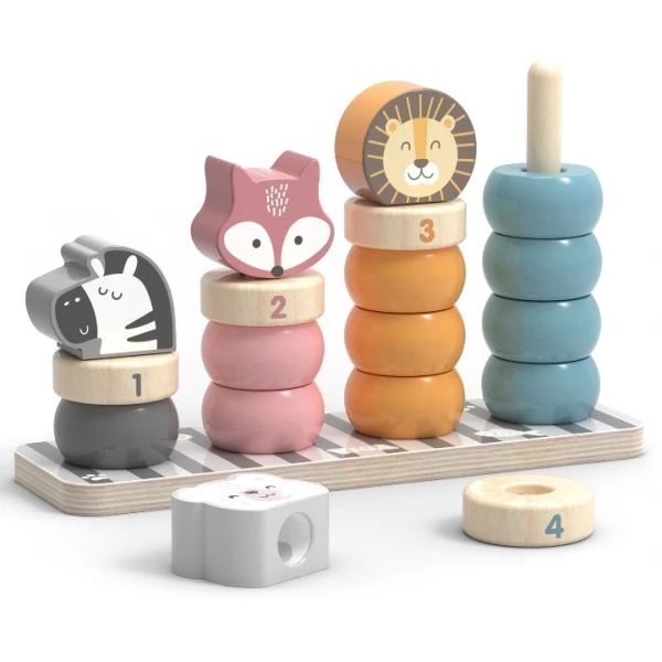 Дерев'яний сортер-пірамідка Viga Toys PolarB Звірята (44022)