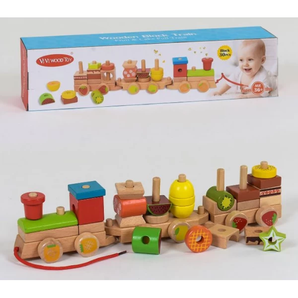 Дерев'яна каталка-конструктор Потяг (С 39272)