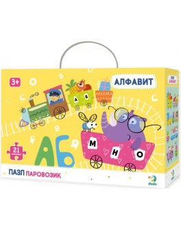 Пазли картонні DoDo Азбука Паровозик (російською мовою) 21 ел. (R300148)