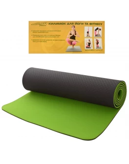 Килимок для занять на вулиці (дитячий каремат) 183х61 см чорно-зелений (MS 0613-BG)